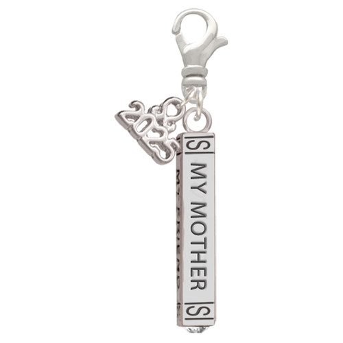 Silver Plated Always My Mother Bar - Silver Plated Clip on Charm with Mini Year 2025: Year to Remember Jewelry Gift - Celebrations