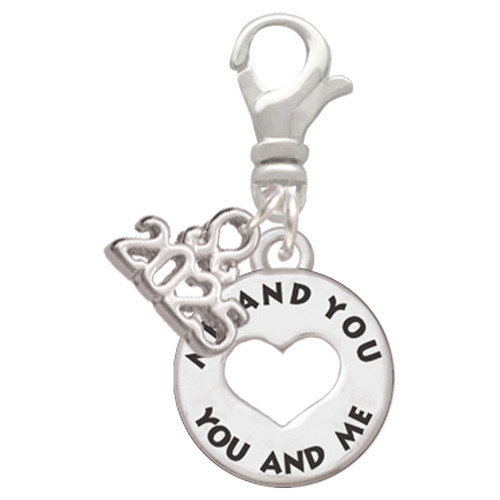 Silver Plated You and Me Disc - Silver Plated Clip on Charm with Mini Year 2025: Year to Remember Jewelry Gift - Celebrations
