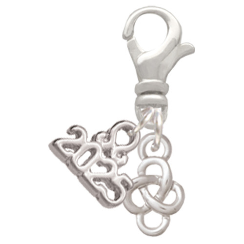 Silver Plated Mini Celtic Knot - Silver Plated Clip on Charm with Mini Year 2025: Year to Remember Jewelry Gift - Celebrations