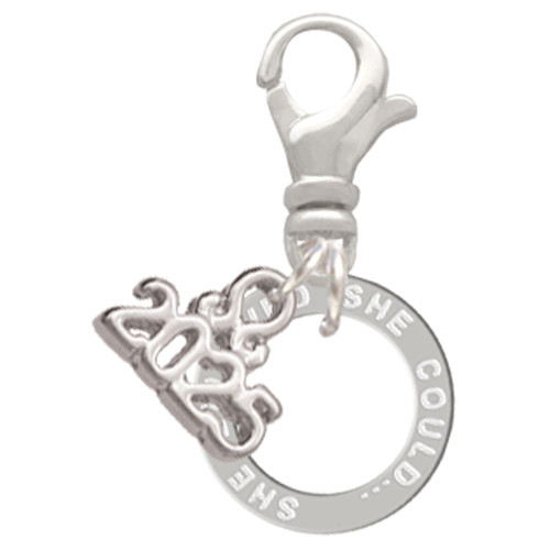 She Believed She Could Infinity Ring - Silver Plated Clip on Charm with Mini Year 2025: Year to Remember Jewelry Gift - Celebrations