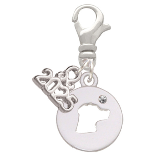 Silver Plated Dog Head Silhouette - Silver Plated Clip on Charm with Mini Year 2025: Year to Remember Jewelry Gift - Celebrations