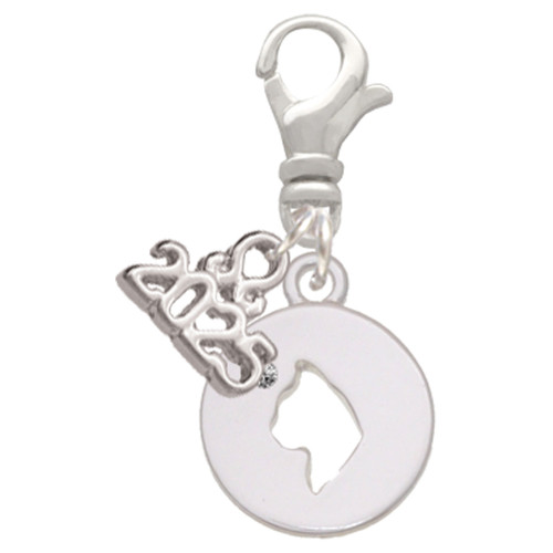 Silver Plated Cat Head Silhouette - Silver Plated Clip on Charm with Mini Year 2025: Year to Remember Jewelry Gift - Celebrations
