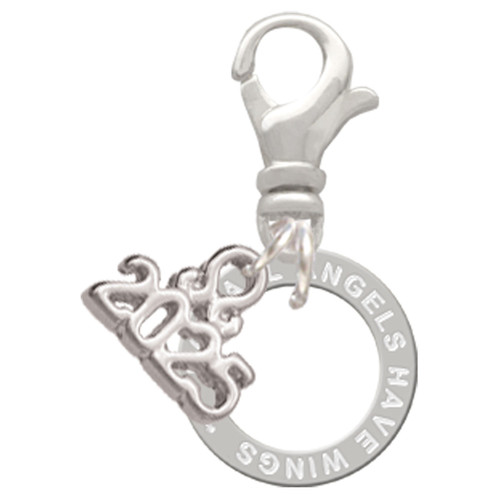 Silver Plated Not All Angels Have Wings Eternity Ring - Silver Plated Clip on Charm with Mini Year 2025: Year to Remember Jewelry Gift - Celebrations