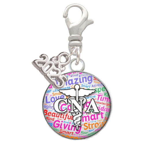 Silver Plated Domed Multi Color CNA - Silver Plated Clip on Charm with Mini Year 2025: Year to Remember Jewelry Gift - Celebrations