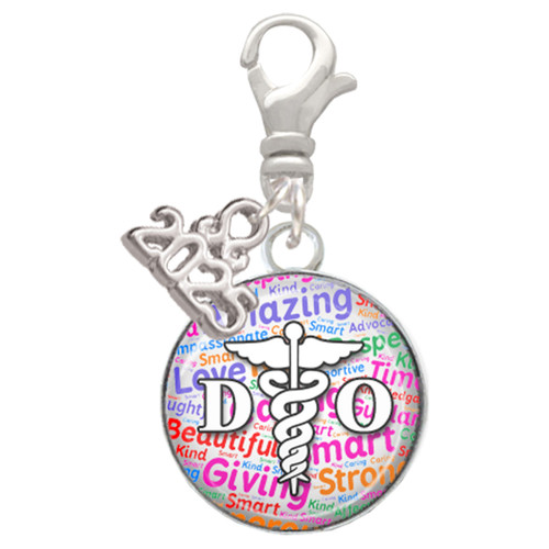 Silver Plated Domed Multi Color DO - Silver Plated Clip on Charm with Mini Year 2025: Year to Remember Jewelry Gift - Celebrations