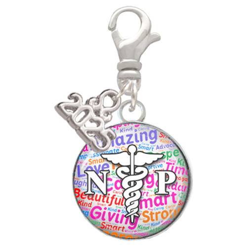Silver Plated Domed Multi Color NP - Silver Plated Clip on Charm with Mini Year 2025: Year to Remember Jewelry Gift - Celebrations