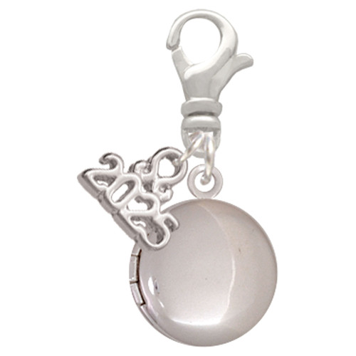 Silver Plated 13.5mm Round Locket - Silver Plated Clip on Charm with Mini Year 2025: Year to Remember Jewelry Gift - Celebrations