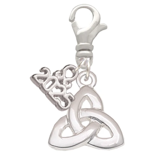 Silver Plated Celtic Trinity Knot - Silver Plated Clip on Charm with Mini Year 2025: Year to Remember Jewelry Gift - Celebrations
