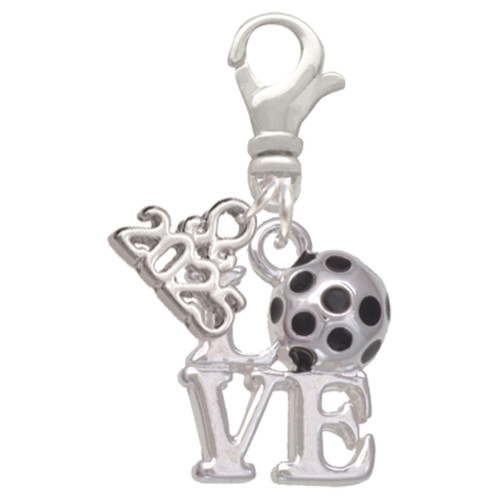 Silver Plated Love Pickleball - Silver Plated Clip on Charm with Mini Year 2025: Year to Remember Jewelry Gift - Celebrations