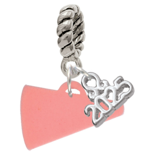 Acrylic Pink Megaphone - Silver Plated Twist Rope Bead Charm Dangle with Mini Year 2025: Year to Remember Jewelry Gift - Celebrations