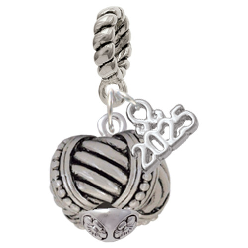 Silver Plated Large Rope with Cross Spinner - Silver Plated Twist Rope Bead Charm Dangle with Mini Year 2025: Year to Remember Jewelry Gift - Celebrations
