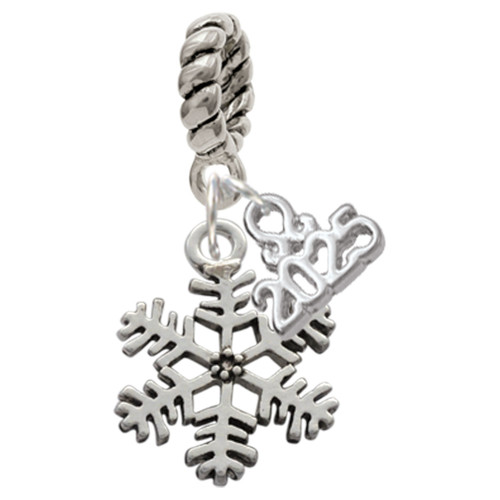 Silver Plated Snowflake - Silver Plated Twist Rope Bead Charm Dangle with Mini Year 2025: Year to Remember Jewelry Gift - Celebrations