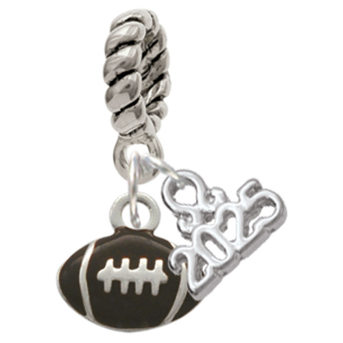 Silver Plated Mini Enamel Football - Silver Plated Twist Rope Bead Charm Dangle with Mini Year 2025: Year to Remember Jewelry Gift - Celebrations
