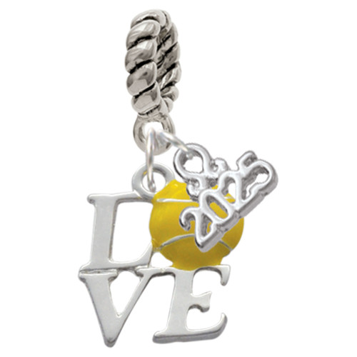 Silver Plated Love with Tennis Ball - Silver Plated Twist Rope Bead Charm Dangle with Mini Year 2025: Year to Remember Jewelry Gift - Celebrations