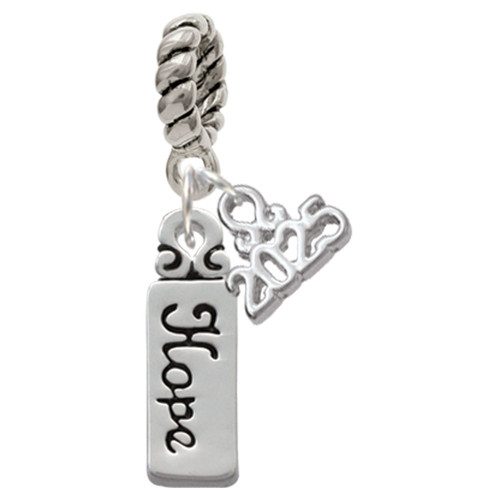 Silver Plated Hope - Silver Plated Twist Rope Bead Charm Dangle with Mini Year 2025: Year to Remember Jewelry Gift - Celebrations