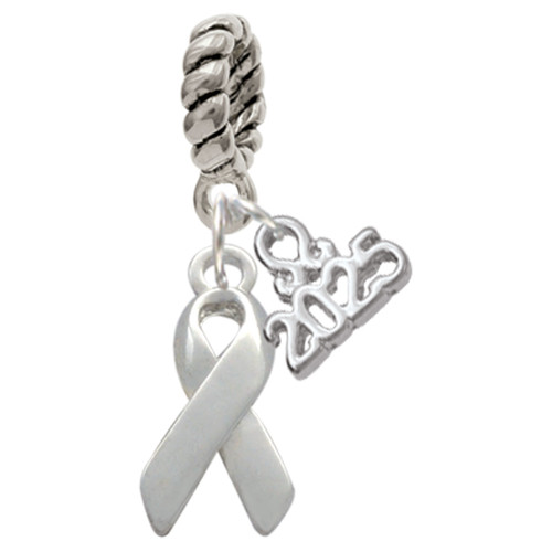 Silver Plated Ribbon - Silver Plated Twist Rope Bead Charm Dangle with Mini Year 2025: Year to Remember Jewelry Gift - Celebrations