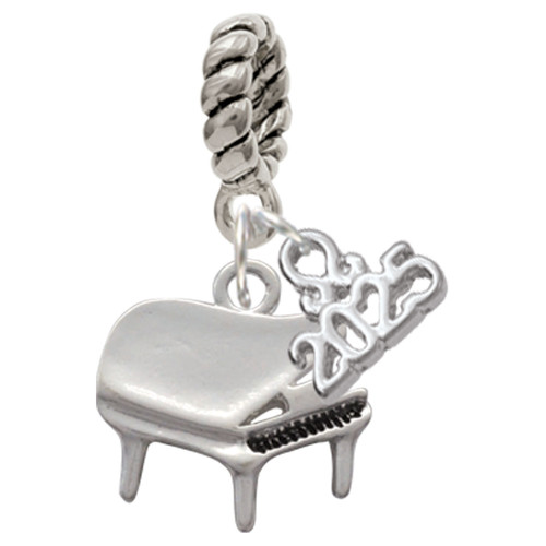 Silver Plated Piano - Silver Plated Twist Rope Bead Charm Dangle with Mini Year 2025: Year to Remember Jewelry Gift - Celebrations
