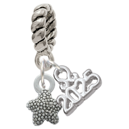 Silver Plated Mini Starfish Two Sided - Silver Plated Twist Rope Bead Charm Dangle with Mini Year 2025: Year to Remember Jewelry Gift - Celebrations