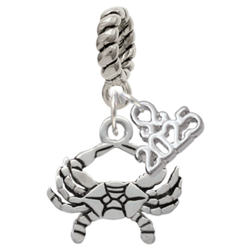 Silver Plated Crab - Silver Plated Twist Rope Bead Charm Dangle with Mini Year 2025: Year to Remember Jewelry Gift - Celebrations
