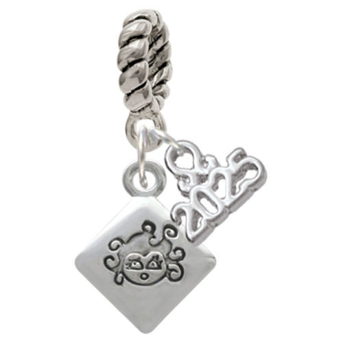 Silver Plated 2-D ''Bad Hair Day'' with Girl - Silver Plated Twist Rope Bead Charm Dangle with Mini Year 2025: Year to Remember Jewelry Gift - Celebrations