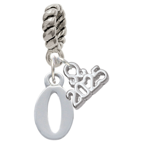 Silver Plated Number - 0 - Silver Plated Twist Rope Bead Charm Dangle with Mini Year 2025: Year to Remember Jewelry Gift - Celebrations