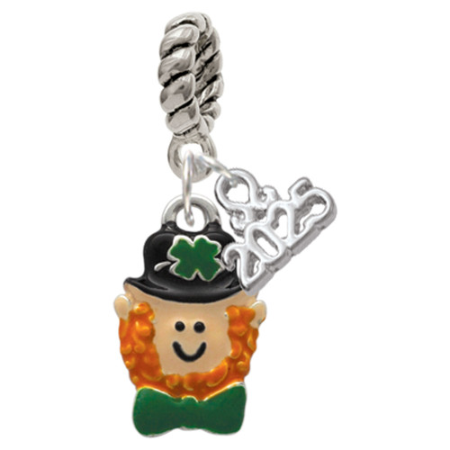 Silver Plated Small Leprechaun with Bow Tie - Silver Plated Twist Rope Bead Charm Dangle with Mini Year 2025: Year to Remember Jewelry Gift - Celebrations