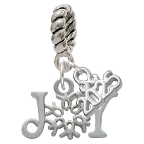 Silver Plated Joy with Snowflake - Silver Plated Twist Rope Bead Charm Dangle with Mini Year 2025: Year to Remember Jewelry Gift - Celebrations