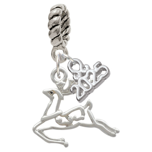 Silver Plated 2-D Reindeer - Silver Plated Twist Rope Bead Charm Dangle with Mini Year 2025: Year to Remember Jewelry Gift - Celebrations