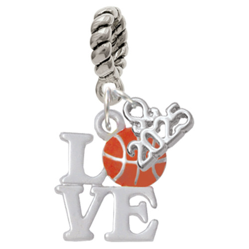 Love with Basketball - Silver Plated Twist Rope Bead Charm Dangle with Mini Year 2025: Year to Remember Jewelry Gift - Celebrations