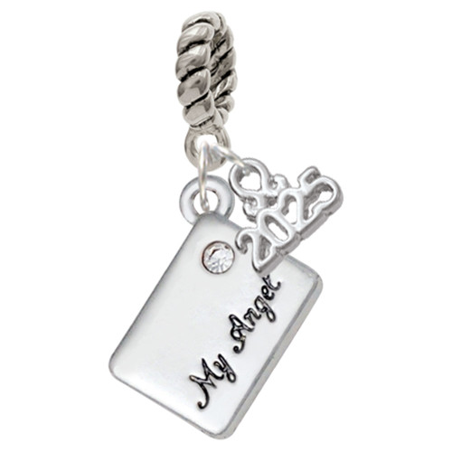 Silver Plated My Angel Envelope - Silver Plated Twist Rope Bead Charm Dangle with Mini Year 2025: Year to Remember Jewelry Gift - Celebrations