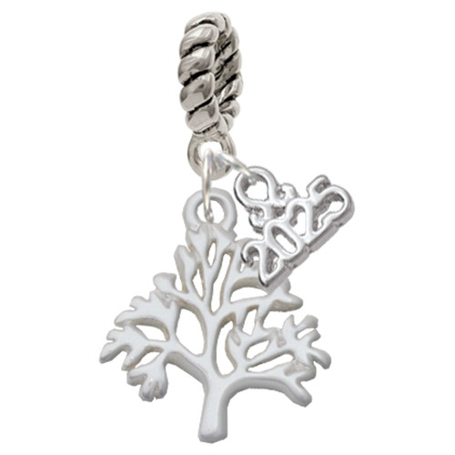 Silver Plated Medium Tree of Life - Silver Plated Twist Rope Bead Charm Dangle with Mini Year 2025: Year to Remember Jewelry Gift - Celebrations