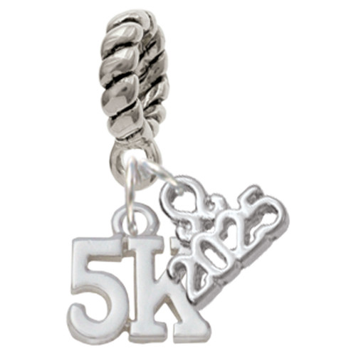 Silver Plated 5K - Silver Plated Twist Rope Bead Charm Dangle with Mini Year 2025: Year to Remember Jewelry Gift - Celebrations