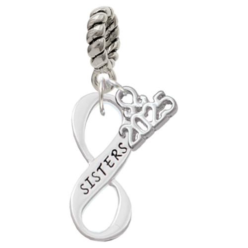 Silver Plated Sister Infinity Sign - Silver Plated Twist Rope Bead Charm Dangle with Mini Year 2025: Year to Remember Jewelry Gift - Celebrations