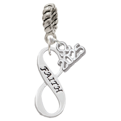 Faith Infinity Sign - Silver Plated Twist Rope Bead Charm Dangle with Mini Year 2025: Year to Remember Jewelry Gift - Celebrations