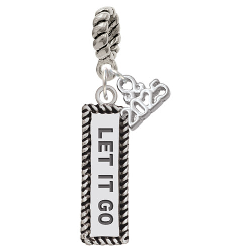 Silver Plated Let It Go - Silver Plated Twist Rope Bead Charm Dangle with Mini Year 2025: Year to Remember Jewelry Gift - Celebrations
