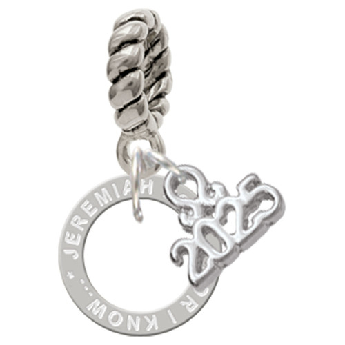 Silver Plated Jeremiah 29:11 Eternity Ring - Silver Plated Twist Rope Bead Charm Dangle with Mini Year 2025: Year to Remember Jewelry Gift - Celebrations