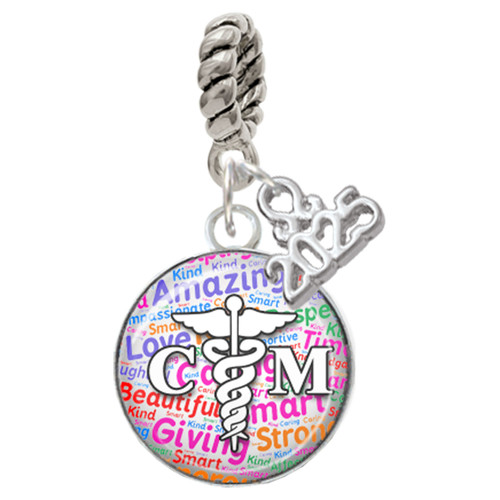 Silver Plated Domed Multi Color CM - Silver Plated Twist Rope Bead Charm Dangle with Mini Year 2025: Year to Remember Jewelry Gift - Celebrations