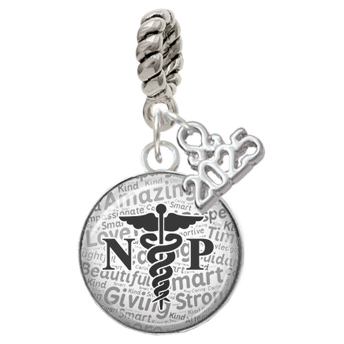 Silver Plated Domed Black NP - Silver Plated Twist Rope Bead Charm Dangle with Mini Year 2025: Year to Remember Jewelry Gift - Celebrations
