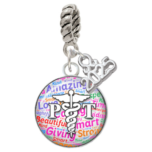 Silver Plated Domed Multi Color PT - Silver Plated Twist Rope Bead Charm Dangle with Mini Year 2025: Year to Remember Jewelry Gift - Celebrations