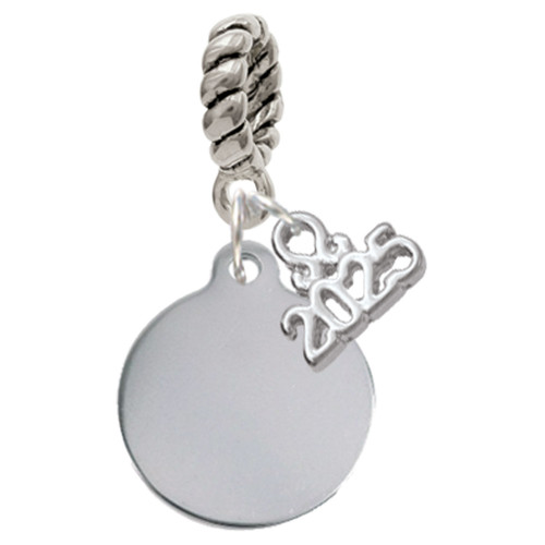 Stainless Steel Disc - Silver Plated Twist Rope Bead Charm Dangle with Mini Year 2025: Year to Remember Jewelry Gift - Celebrations