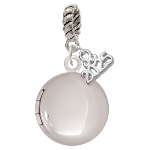 Silver Plated 20mm Round Locket - Silver Plated Twist Rope Bead Charm Dangle with Mini Year 2025: Year to Remember Jewelry Gift - Celebrations