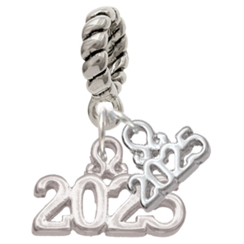 Silver Plated Horizontal Year 2025 - Silver Plated Twist Rope Bead Charm Dangle with Mini Year 2025: Year to Remember Jewelry Gift - Celebrations