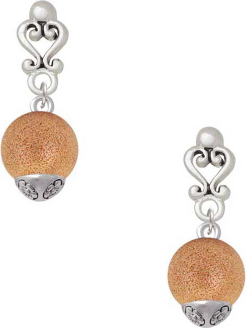 Rose Gold-tone 12mm Stardust Round Spinner - Filigree Heart Post Earrings