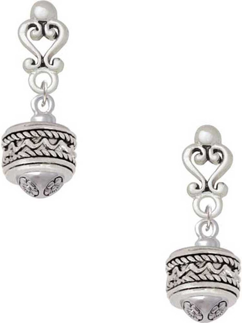 Silver Plated Zig Zag with Braid Spinner - Filigree Heart Post Earrings