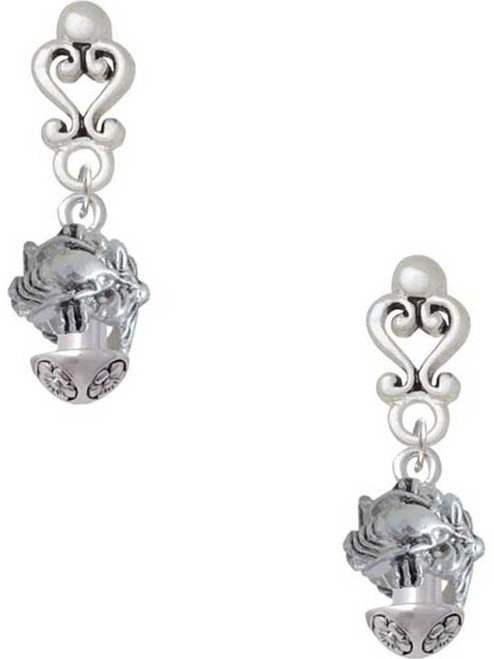 Silver Plated Mermaid & Lobster Spinner - Filigree Heart Post Earrings