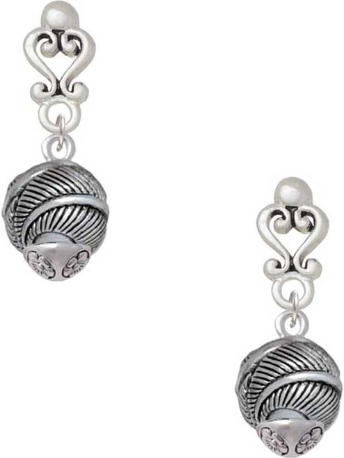 Silver Plated Feather Spinner - Filigree Heart Post Earrings