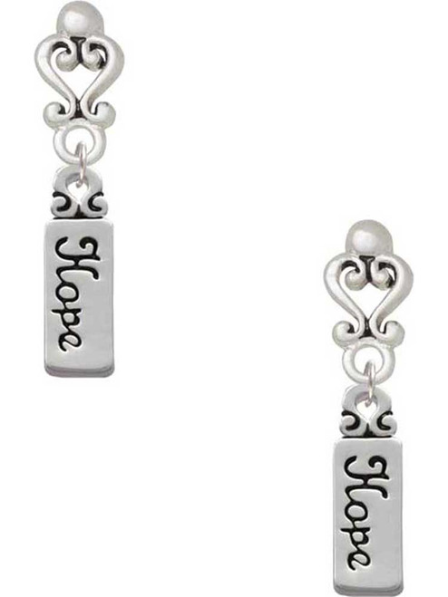 Silver Plated Hope - Filigree Heart Post Earrings