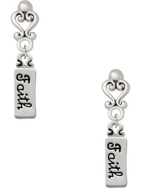 Silver Plated Faith - Filigree Heart Post Earrings