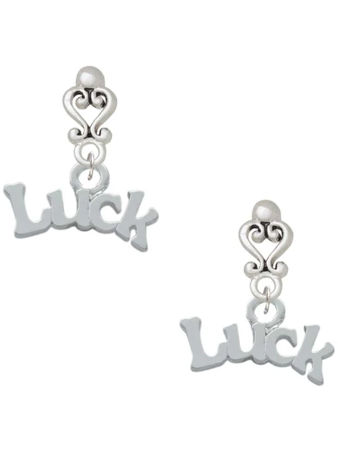 Silver Plated Luck - Filigree Heart Post Earrings