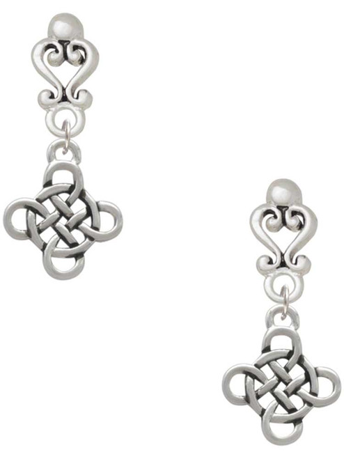 Silver Plated Celtic Knot Cross - Filigree Heart Post Earrings